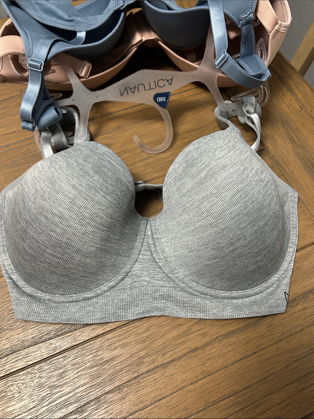 Nautica 3-Pack T-shirt Bras in Blush, Grey and Slate Blue - Picture 3 of 8